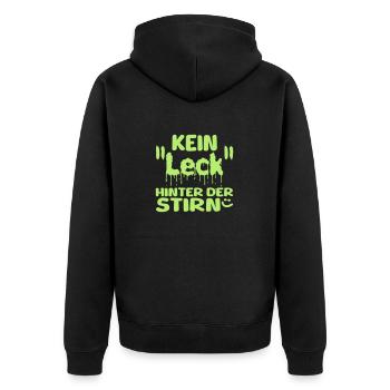 nicht viel blöde - Unisex Premium Bio Zip Hoodie - Schwarz - Hinten - Nico (187cm)