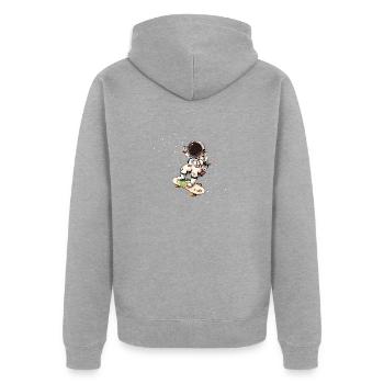 astronaut,skateboard,stars,skater,comic,illu - Unisex Premium Organic Zip Hoodie - heather grey - Back - Nico (187cm)