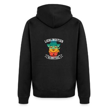 Schnitzel Fan Fleischliebhaber Schlachter Metzger - Unisex Premium Bio Zip Hoodie - Schwarz - Hinten - Nico (187cm)
