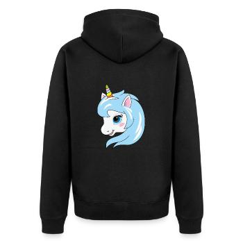 Portrait of a cute smiling unicorn - Unisex Premium Organic Zip Hoodie - black - Back - Nico (187cm)