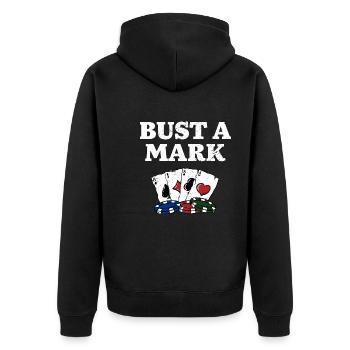 Bust a Mark Poker Card Games Poker Player Card - Unisex Premium Bio Zip Hoodie - Schwarz - Hinten - Nico (187cm)