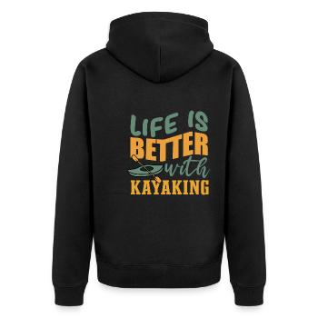 Life With Kayaking Whitewater Kayak Sports - Unisex Premium Organic Zip Hoodie - black - Back - Nico (187cm)