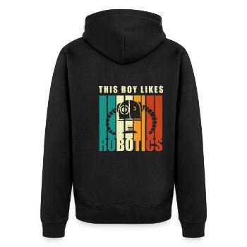 Junge mag Robotik Mechaniker Ingenieur Student - Unisex Premium Bio Zip Hoodie - Schwarz - Hinten - Nico (187cm)