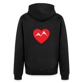 Ich liebe Berge - Unisex Premium Bio Zip Hoodie - Schwarz - Hinten - Nico (187cm)