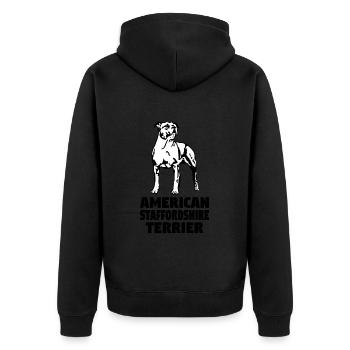 American Staffordshire Terrier debout avec du texte - Veste à capuche bio Premium Unisexe - noir - Dos - Nico (187cm)