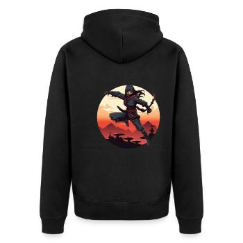 Charming Ninja Fighter I Ninja Girl I Ninja - Unisex Premium Bio Zip Hoodie - Schwarz - Hinten - Nico (187cm)