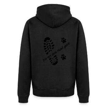 Qui va avec le chien ! Pour les amoureux des 🐕 chiens - Veste à capuche bio Premium Unisexe - noir - Dos - Nico (187cm)