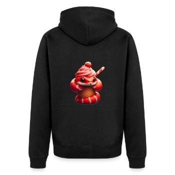 Süße Schlange im Eiskegel - Unisex Premium Bio Zip Hoodie - Schwarz - Hinten - Nico (187cm)