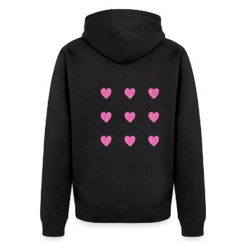 pinke glitzernde herzen herz muster - Unisex Premium Bio Zip Hoodie - Schwarz - Hinten - Nico (187cm)