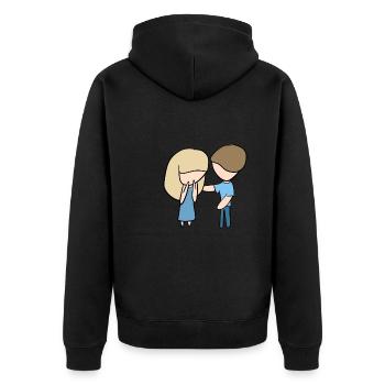 trösten helfen menschen hilfe zusammenhalt - Unisex Premium Bio Zip Hoodie - Schwarz - Hinten - Nico (187cm)