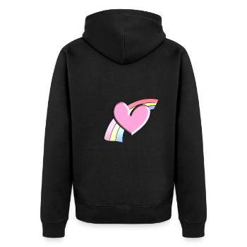 rainbow pink heart background - Unisex Premium Organic Zip Hoodie - black - Back - Nico (187cm)
