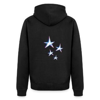 vier sterne stern symbol glitzer lila - Unisex Premium Bio Zip Hoodie - Schwarz - Hinten - Nico (187cm)