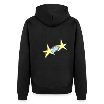 stern regenbogen sterne gold - Unisex Premium Bio Zip Hoodie - Schwarz - Hinten - Nico (187cm)