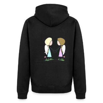 beste Freunde Engel Freundschaft flügel - Unisex Premium Bio Zip Hoodie - Schwarz - Hinten - Nico (187cm)