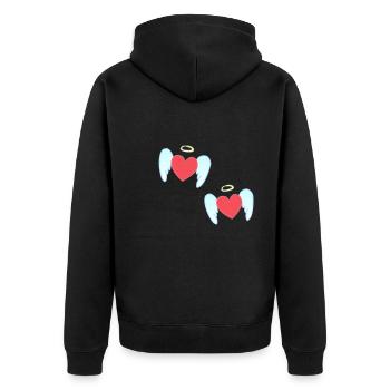 Angel pattern protector hearts - Unisex Premium Organic Zip Hoodie - black - Back - Nico (187cm)