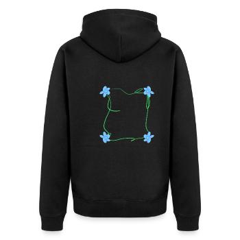 quatre fleurs carré carré bleu - Veste à capuche bio Premium Unisexe - noir - Dos - Nico (187cm)