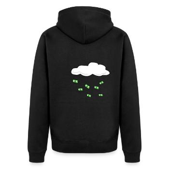 Money rain cloud sky wealth - Unisex Premium Organic Zip Hoodie - black - Back - Nico (187cm)