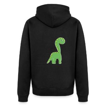 grüner dinosaurier symbol tier - Unisex Premium Bio Zip Hoodie - Schwarz - Hinten - Nico (187cm)