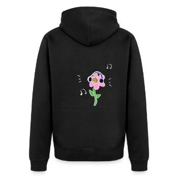 cartoon blume kopfhörer musik symbol - Unisex Premium Bio Zip Hoodie - Schwarz - Hinten - Nico (187cm)