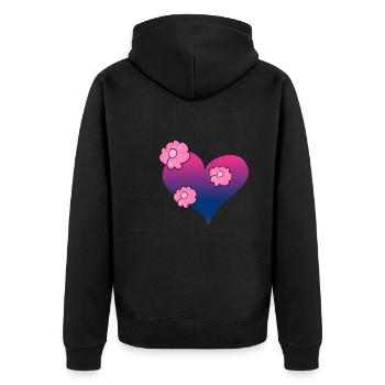 fleurs coeur symbole amour rose - Veste à capuche bio Premium Unisexe - noir - Dos - Nico (187cm)