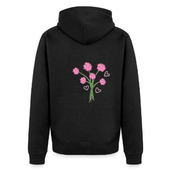 cœurs de fleurs de plantes à bouquet rose - Veste à capuche bio Premium Unisexe - noir - Dos - Nico (187cm)