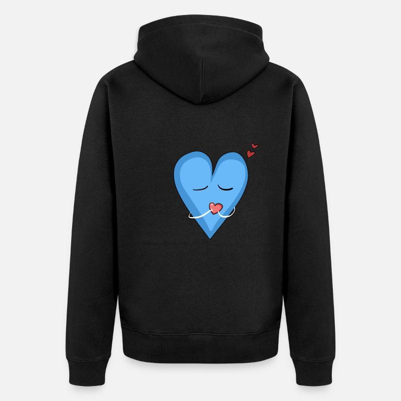 cœur amour symbole bleu - Veste à capuche bio Premium Unisexe - noir
