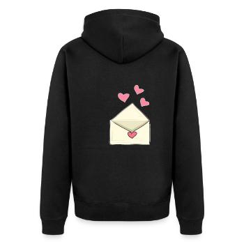 brief herzen rosa liebe offen - Unisex Premium Bio Zip Hoodie - Schwarz - Hinten - Nico (187cm)