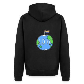 lgbt flagge symbol erde liebe - Unisex Premium Bio Zip Hoodie - Schwarz - Hinten - Nico (187cm)