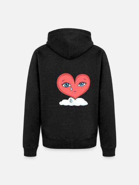 sad heart cloud crying tears - Unisex Premium Organic Zip Hoodie - black