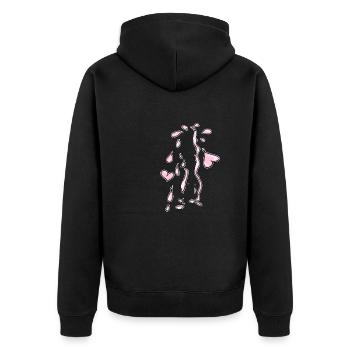 herzen rosa herz symbol liebe - Unisex Premium Bio Zip Hoodie - Schwarz - Hinten - Nico (187cm)