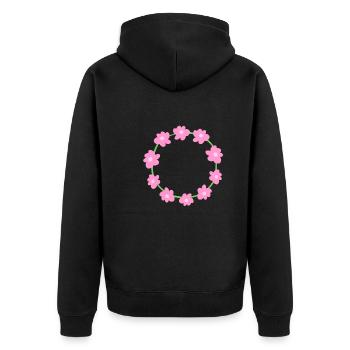 kreis symbol form blumen rosa natur - Unisex Premium Bio Zip Hoodie - Schwarz - Hinten - Nico (187cm)