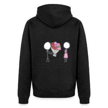 valentinstag romantisch blumen schenken pärchen li - Unisex Premium Bio Zip Hoodie - Schwarz - Hinten - Nico (187cm)