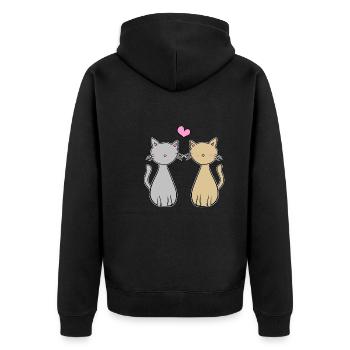 cat lovers dear couple - Unisex Premium Organic Zip Hoodie - black - Back - Nico (187cm)