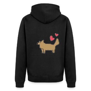 chien brun cœurs rouges dessin animé animal de compagnie - Veste à capuche bio Premium Unisexe - noir - Dos - Nico (187cm)