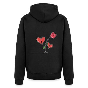 red rose broken heart symbol love - Unisex Premium Organic Zip Hoodie - black - Back - Nico (187cm)