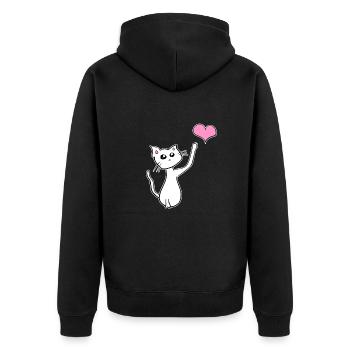 katze haustier symbol herz liebe - Unisex Premium Bio Zip Hoodie - Schwarz - Hinten - Nico (187cm)