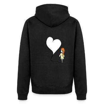 heart love girl symbol thread - Unisex Premium Organic Zip Hoodie - black - Back - Nico (187cm)