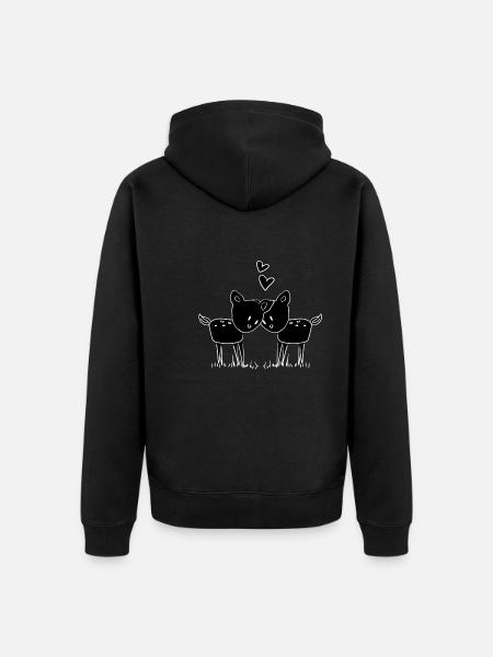 love couple dear deer animals - Unisex Premium Organic Zip Hoodie - black