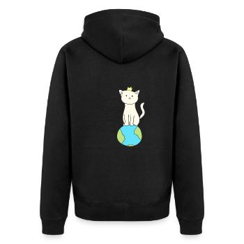 terre monde planète chat animal protection du climat - Veste à capuche bio Premium Unisexe - noir - Dos - Nico (187cm)