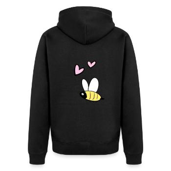 Biene Tier Symbol Herzen cartoon - Unisex Premium Bio Zip Hoodie - Schwarz - Hinten - Nico (187cm)