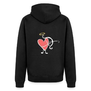 bow shooting arrow heart love symbol - Unisex Premium Organic Zip Hoodie - black - Back - Nico (187cm)