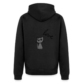 Katzen liebe Tiere süß Haustier klein - Unisex Premium Bio Zip Hoodie - Schwarz - Hinten - Nico (187cm)