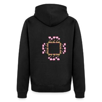 cadre carré fleurs carré naturel - Veste à capuche bio Premium Unisexe - noir - Dos - Nico (187cm)