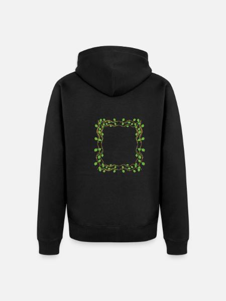 Leaves Square Shape Square Frame - Unisex Premium Organic Zip Hoodie - black
