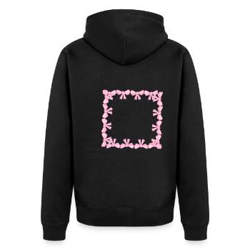cadre carré boucle carrée rose - Veste à capuche bio Premium Unisexe - noir - Dos - Nico (187cm)