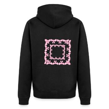 cadre carré boucle carrée rose - Veste à capuche bio Premium Unisexe - noir - Dos - Nico (187cm)