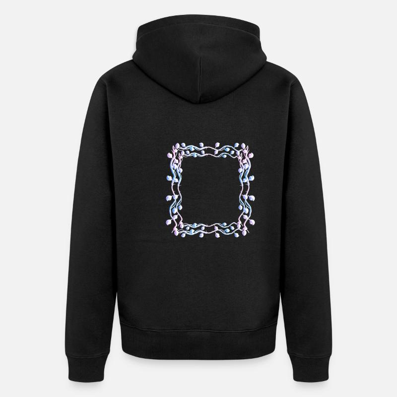 Leaves Square Shape Square Frame - Unisex Premium Organic Zip Hoodie - black