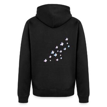 glitzer schmetterlinge bienen natur rosa - Unisex Premium Bio Zip Hoodie - Schwarz - Hinten - Nico (187cm)