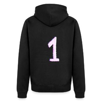 pink one number number team - Unisex Premium Organic Zip Hoodie - black - Back - Nico (187cm)