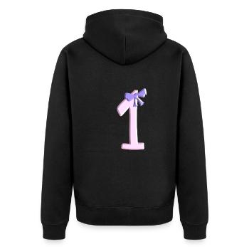 un numéro de boucle numéro rose en premier - Veste à capuche bio Premium Unisexe - noir - Dos - Nico (187cm)